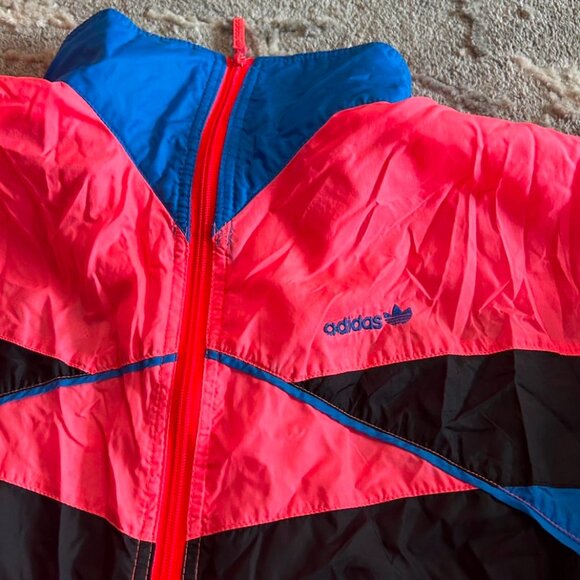 Adidas hot pink, black, and blue windbreaker jacket- size L. - Picture 3 of 6